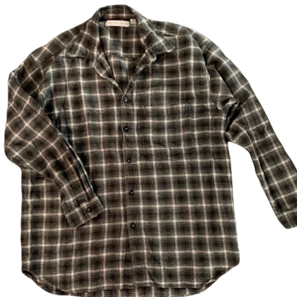 Geoffrey Beene men’s long sleeve textured black plaid casual button down shirt